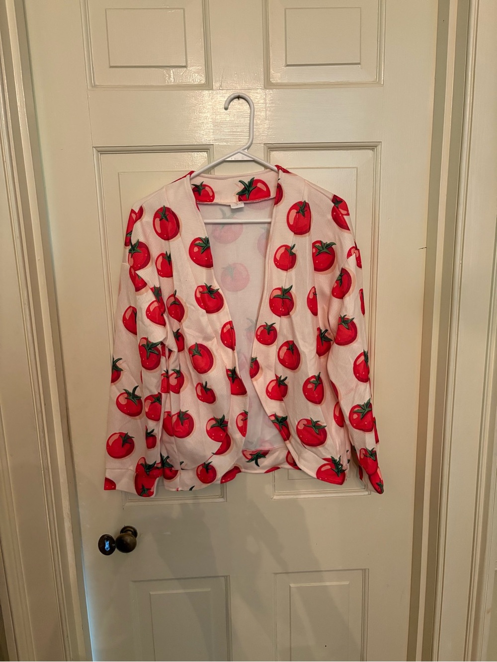 Tomato-Print Red Cardigan S